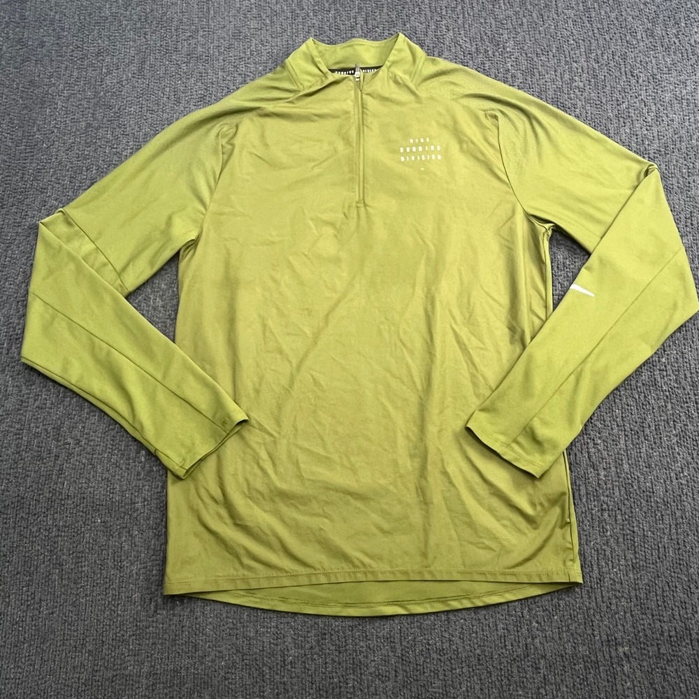 Nike Running Dri-FIT Flash Element Quarter Zip Pullover Sz Small Olive Green Top